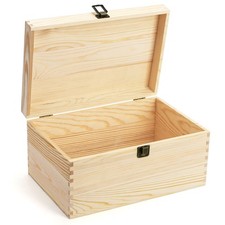 Unfinished Wooden Box with Hinged Lid, 12 x 8 x 6 Inch Large Memory Box for C...