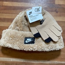 Nike Kids Cozy Peak Beanie and Gloves Set Tan One size