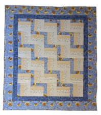 Hand Made Teddy Bear Moon  Stars Baby Crib Quilt, 40" X 45", Custom Quilted