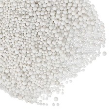 Glass Bubble Beads, 50g Tiny Iridescent Beads 1-3mm White