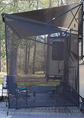 RV Awning Side Sun Shade Screen 9'X7', Black Mesh Screen RV Awning Side Shade Ca