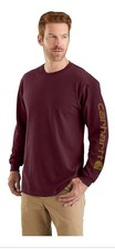 Carhartt Men's Loose Fit Heavyweight Long Sleeve Logo Graphic MED. T-Shirt NWT