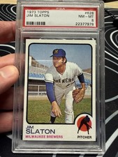 1973 Topps Baseball #628 Jim Slaton PSA 8 Milwaukee Brewers