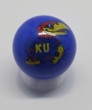 Kansas Jayhawks Blue Glass 1" Logo Marble w/ Stand