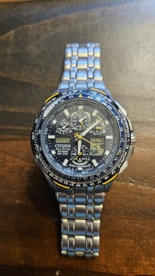 Citizen Blue Angels Skyhawk A-T Watch JY0040-59L Scratched Bezel Runs Perfectly