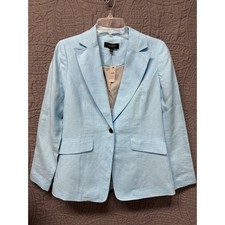 TALBOTS Classic Linen Blazer in Sky Blue WOMEN'S 4