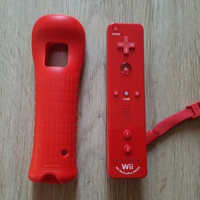 Original Nintendo Wii Fernbedienung Wii Motion Plus ROT RED mit Schutzhülle