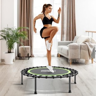 Trampoline with Handle Bar for Adults Silent Indoor Mini Trampoline Exercise