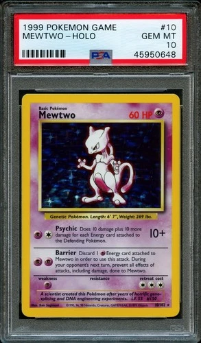 Pokemon Mewtwo Base Set Unlimited Holo Rare #10 PSA 10 Gem Mint