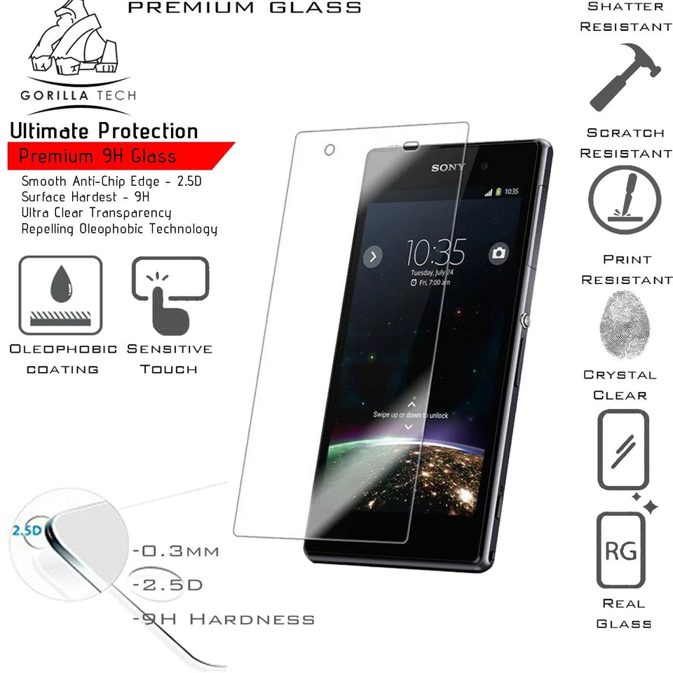 For Sony Xperia Z1 Screen Protector New 100% Genuine Gorilla Tempered Glass Film - Image 2 of 4