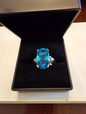 Edelsteine en Vogue 20x13 mm Paraiba Farbe Blautopas Ovalschliff Ring Sterlingsilber