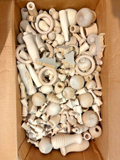 25 Lb. Huge Lot Unfinished Turned Wood Craft Parts Balls Rings Etc