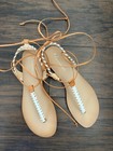 Anthropologie Tie Up Thong Sandals Braided Leather Tan 39 New — photo 4