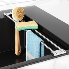 Dish Cloth Holder for Kitchen Sink, Adjustable Over-The-Sink Dish Rag Rack, M...