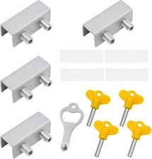 4 Sets Sliding Window Locks, Sliding Door Lock with Keys, Silver  Security