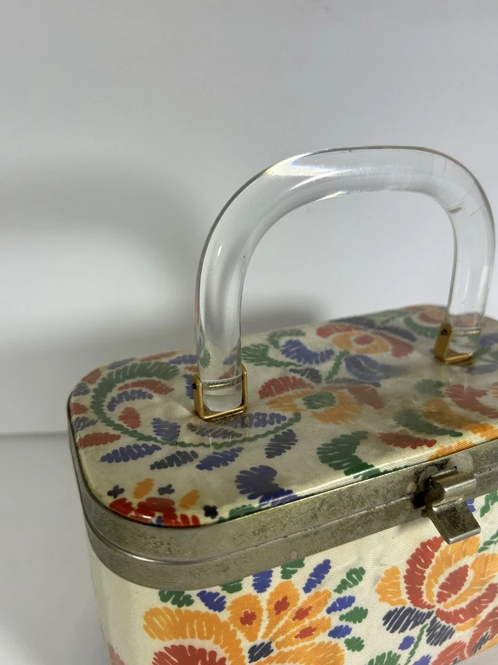 Bolso Cartera Rockabilly Pin Up Vintage Años 60 Mango Floral Caja Foto 2 de 4