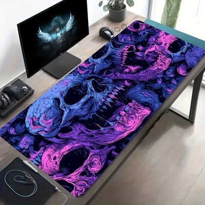1pc Large-sized Esports Gaming Mouse Pad with a Neon Skull Dark Trendy Style  P