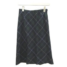 Scotch House Wool Flare Skirt 40 Green Navy Knee Length AB Condition