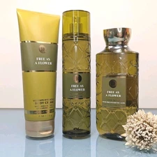 NEW Bath & Body Works Free As A Flower Fine Fragrance Mist Wash Cream 3 Pc Set
