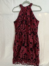 Windsor Dress Size L Large Lace Burgundy Wine Lace Halter  Size: L