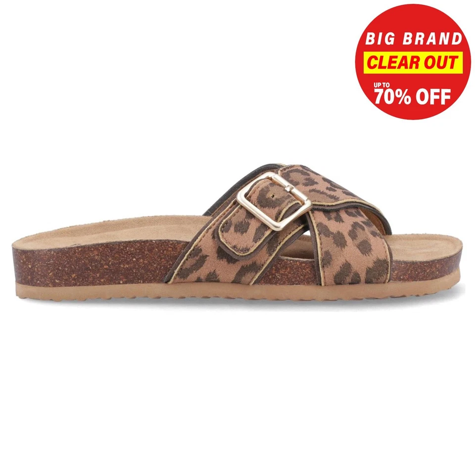 Rocket Dog Annie Womens Tiger Print Sandals Fashion Summer Slip On Slides Tan