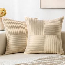 Decorative Throw Pillow Covers 18x18 Inch for 18" x 18" Pack of 2 Cream