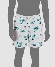  45 Club Room Men's White Tropical Swim Trunks Swimwear Size L