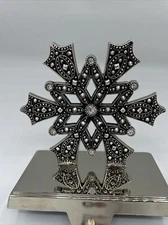 2 CHRISTMAS STOCKING HOLDER SNOWFLAKE RHINESTONES HOOK HANGER SILVER CHROME