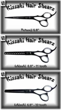 Kissaki 6.0" Black Hair Scissors & 11t & 32t Thinning Shears 3 Scissors Combo