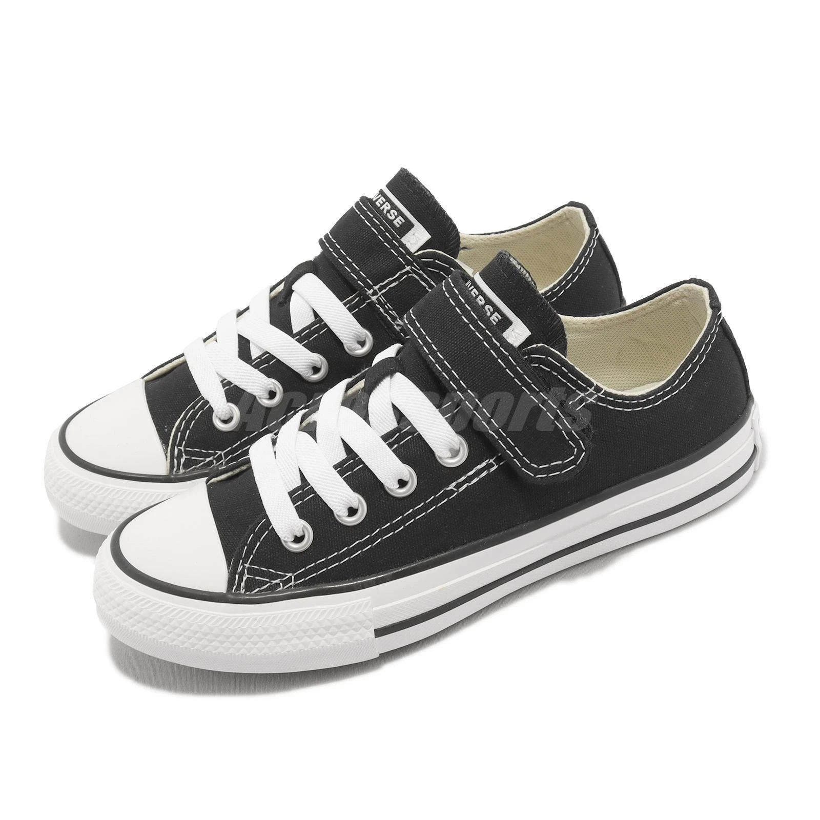Converse Chuck Taylor All Star 1V Black White Strap Kids Preschool Shoes 372881C