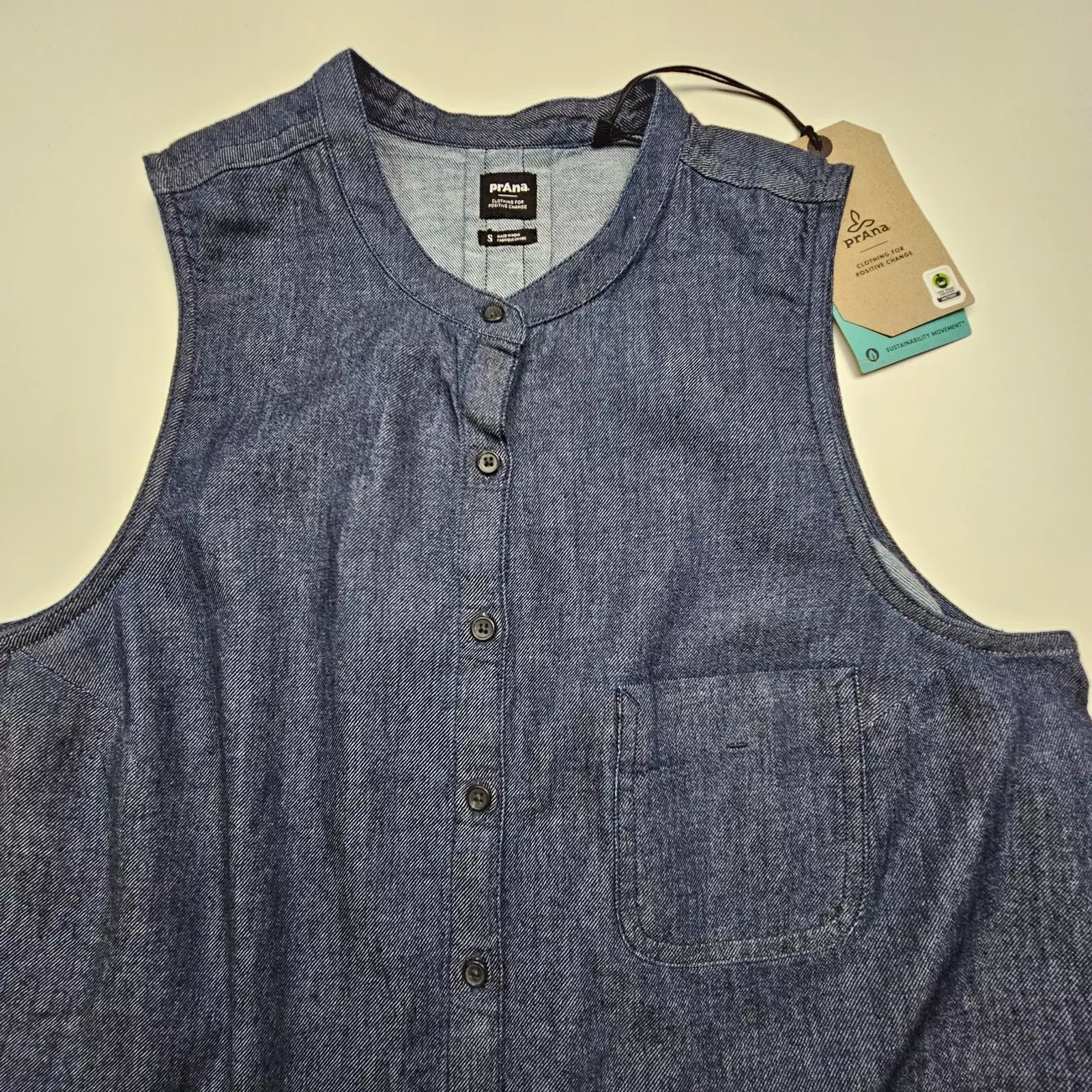 prana dark sunrise peak tie front sleeveless tank shirt