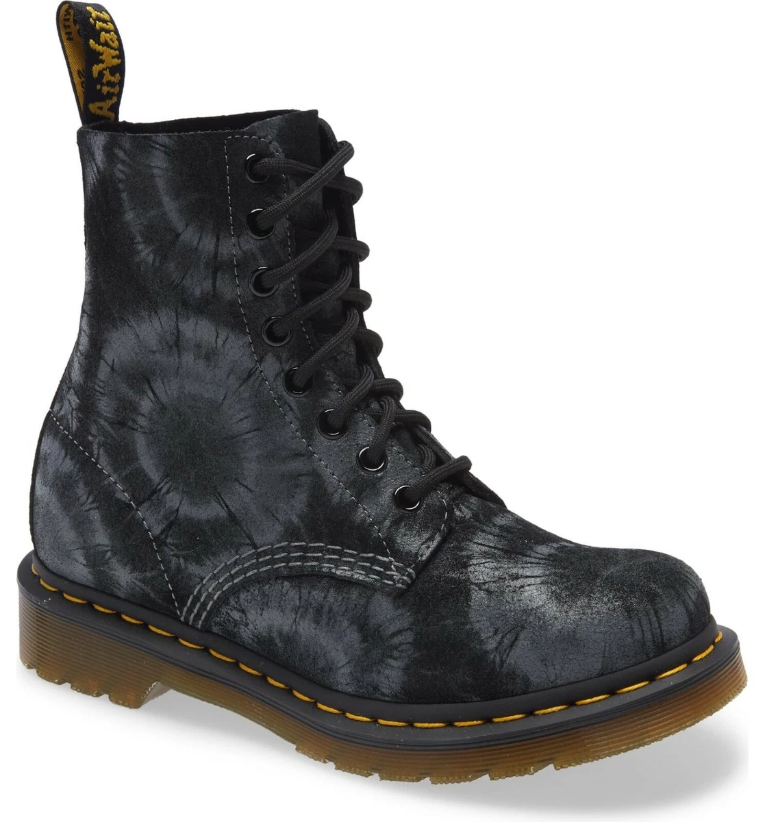 Dr. Martens 1460 Pascal Tie Dye Printed Suede Black 8 Eye Boots