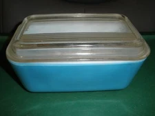 Vintage Pyrex 502-B Blue Refrigerator Dish with Lid Retro MCM