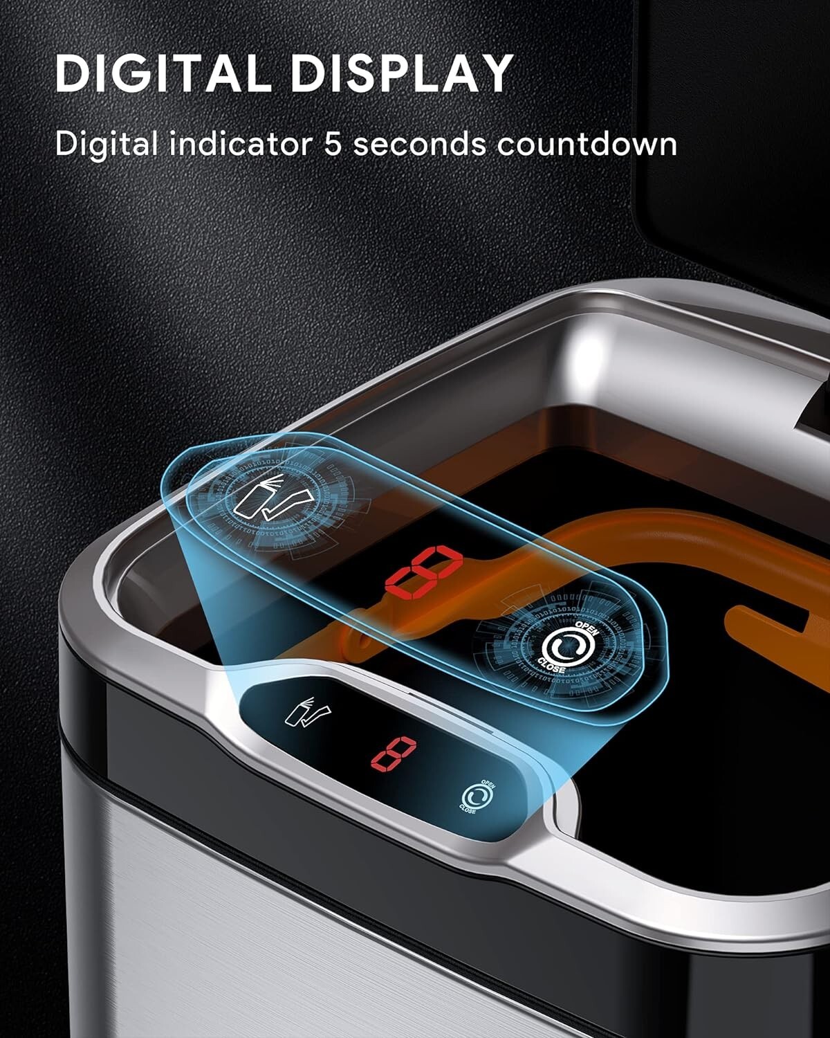 Aglaia Kitchen Trash Can, 8 Gallon Automatic Trash Can with Lid, Motion