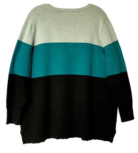 Retrology Sweater Womens Plus Sz 1X Multicolor Color Block 3/4 Sleeves Very Soft - Picture 3 of 9