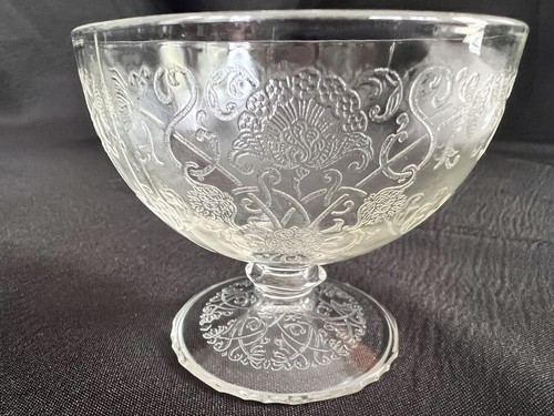 10 Depression Glass Poppy #1 Clear Florentine Sherbet Dessert Ice Cream Bowl Cup - Picture 4 of 20