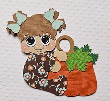 Pumpkin Baby Girl Brown Hair. Scrapbook, Card Making Paper Piecing