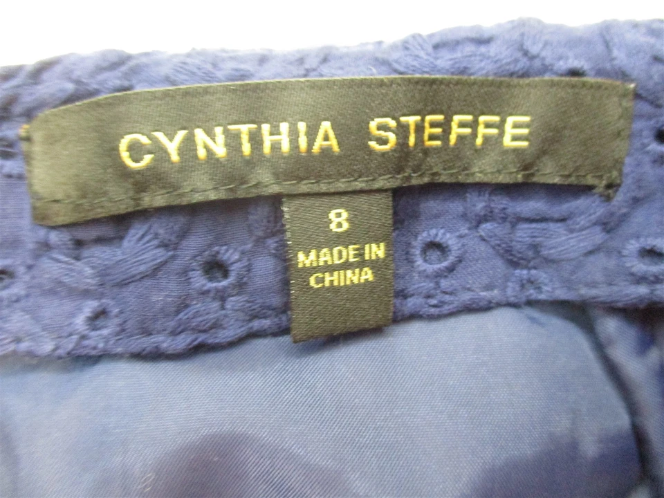 Nueva falda azul crochet 100 % algodón recta para mujer talla 8 CYNTIA STEFEE Foto 3 de 4