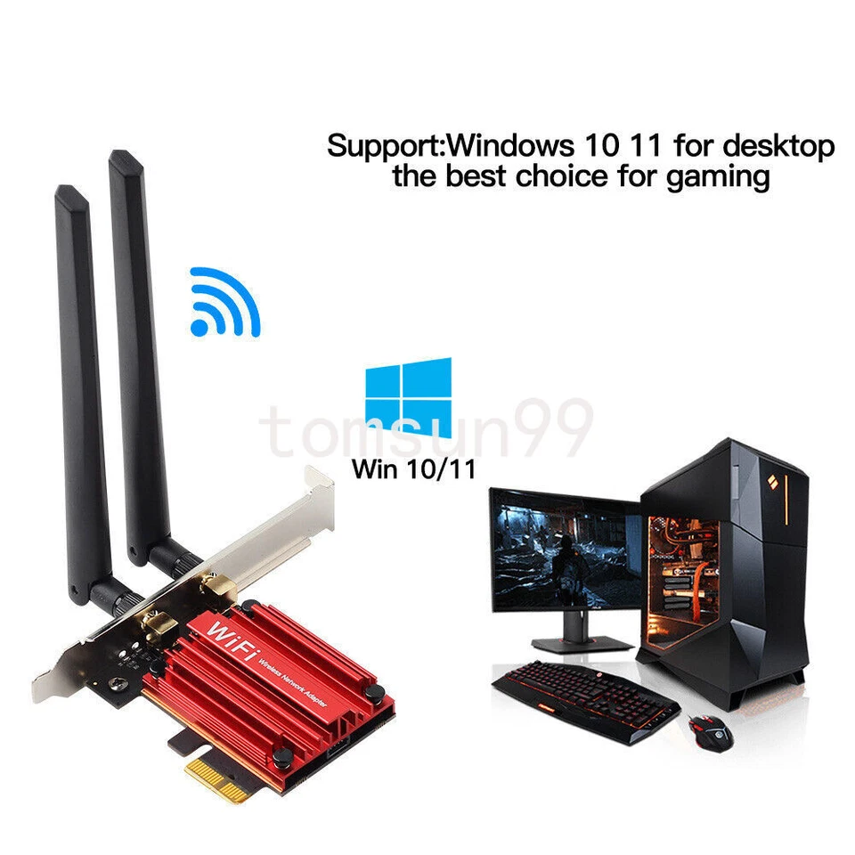 WiFi 6 AX1800 Desktop PC PCIe WiFi Card Dual Band Bluetooth 5.2 Network Adapter - Image 4 of 4