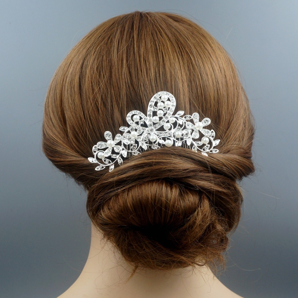 Wedding Hair Comb Pearl Crystal Headpiece Accessories Silver 