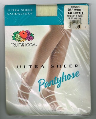 Fruit of the Loom Off White Ultra Sheer Size 5'6 & Over Up to 185 lbs Pantyhose