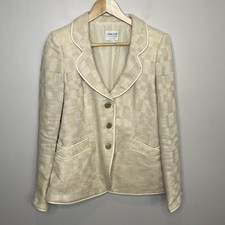 Armani Collezioni Women s ANTINEA SRL Beige Check Woven 3 Button Blazer Size 8