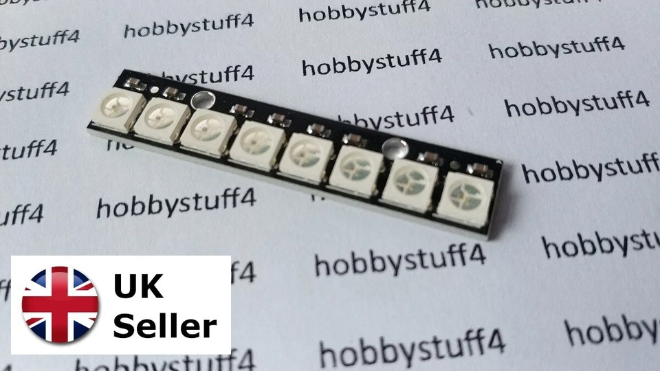 3x NeoPixel compatible RGB LED stick / strip : 8 RGB LEDs WS2812B 5050 - Image 2 of 4