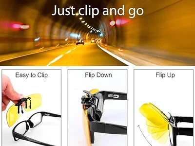 ENGINESS Polarised Night Vision Clip On Glasses for Driving UV Yellow Lens