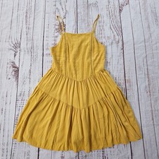 Wild Fable Golden Yellow Tiered Flouncy Floral Embroidered Cottagecore Sundress