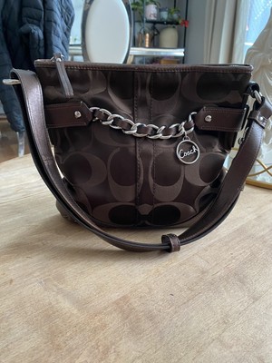 Coach Women's Medium Shoulder Bag Vintage Brown and Silver Hardware