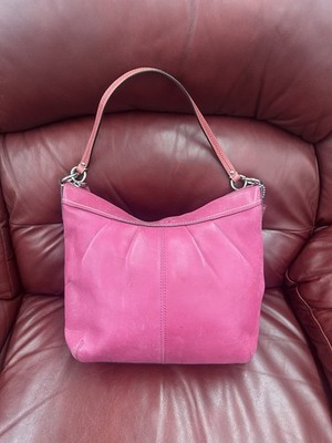 Coach Soho Pleated Handbag Leather Fuchsia Hobo Shoulder Bag