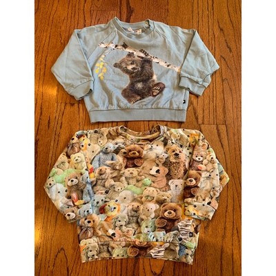 Molo Bear Print 100% Organic Cotton Crewneck Sweatshirt Lot (2) | 92 / 2 years