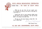 QSL Radio RSA The Voice of South Africa Johannesburg SABC DX SWL