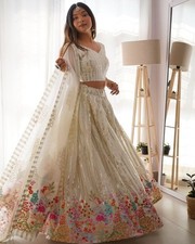 Unique Designer Faux Georgette Lehenga Choli With Fancy Dupatta For Women